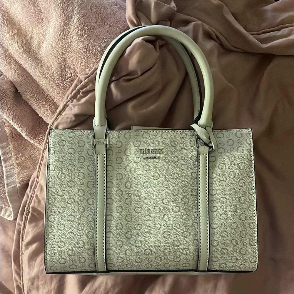 GUESS Logo Cream Handbag